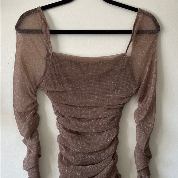 Sheer sparkle gathered waist top Large - Picture 2 of 8